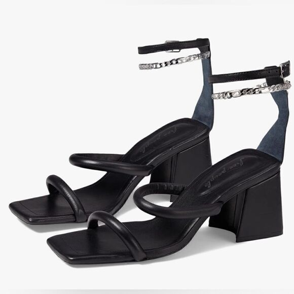 Free People heels Parker chain black sandal & pillow strap 37.5/7.5 to 8 NWT - Picture 5 of 8